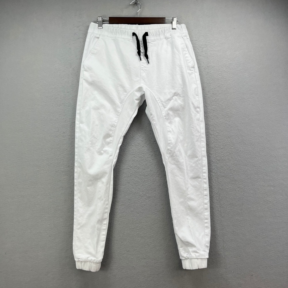Southpole Jogger Pants Mens M White Stretch Drawstring Tapered Streetwear Casual